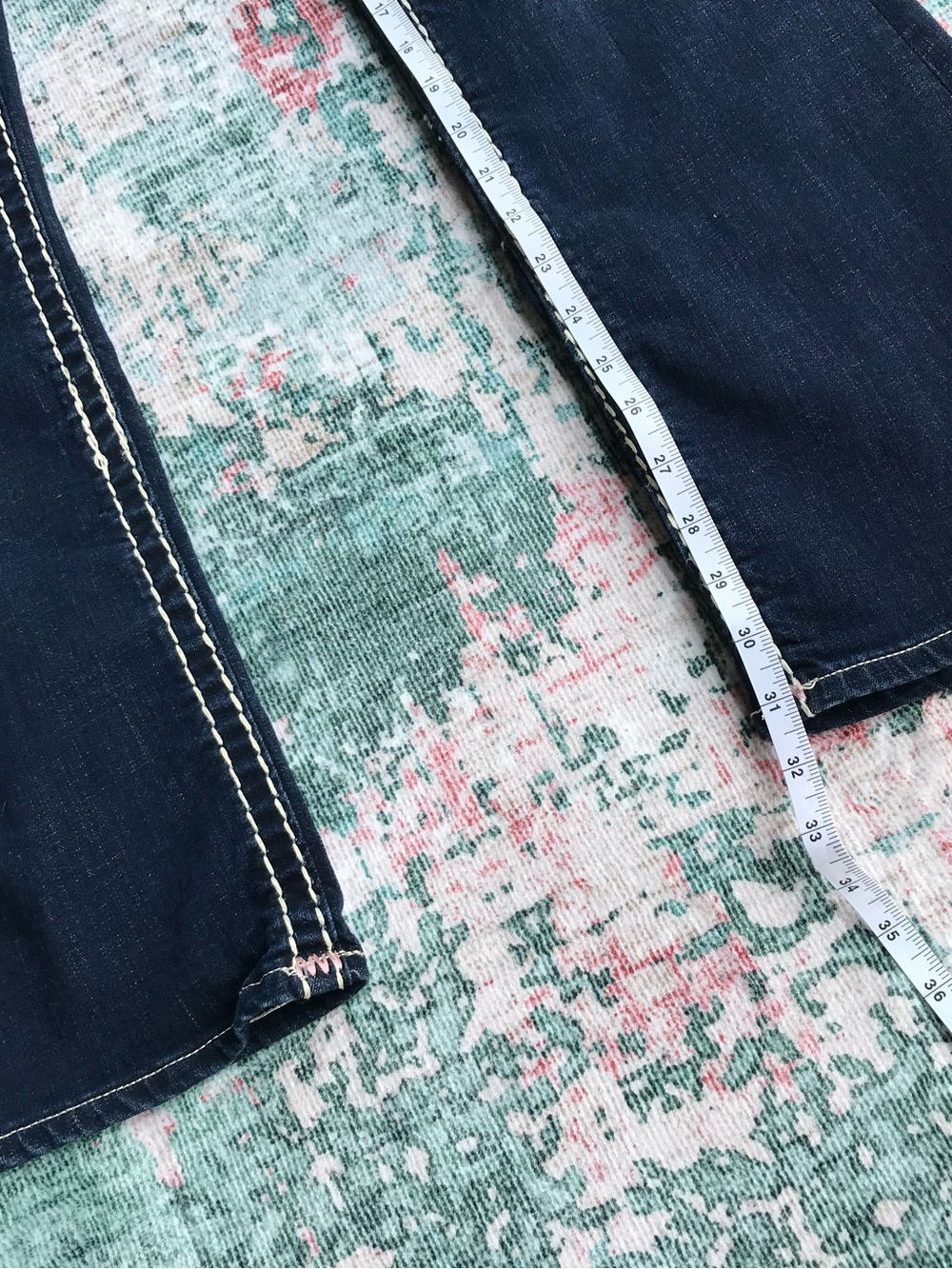 True Religion Women's Dark Blue Boot Cut Jeans with Pink Accent Stitching - Picture 8 of 11